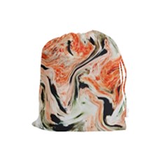Marble Texture White Pattern Drawstring Pouch (large) by Wegoenart