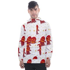 Ghost Halloween Drawing Flower Leaf Men s Front Pocket Pullover Windbreaker by Vaneshart