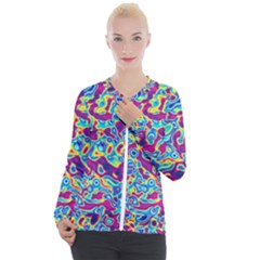 Ripple Motley Colorful Spots Abstract Casual Zip Up Jacket by Vaneshart