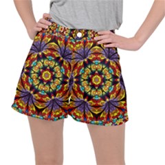Geometric Pattern Kaleidoscope Art Mirror Image Mosaic Ripstop Shorts by Vaneshart