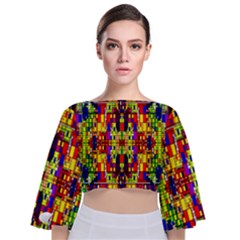 Abstract 19 Tie Back Butterfly Sleeve Chiffon Top by ArtworkByPatrick
