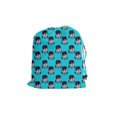Forest Girl Bight Baby Blue Patttern Drawstring Pouch (medium) by snowwhitegirl