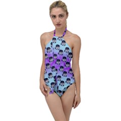 Forest Girl Bight Baby Blue Patttern Ombre Go With The Flow One Piece Swimsuit by snowwhitegirl