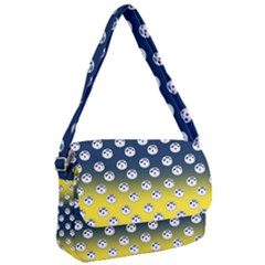 English Breakfast Yellow Pattern Blue Ombre Courier Bag by snowwhitegirl