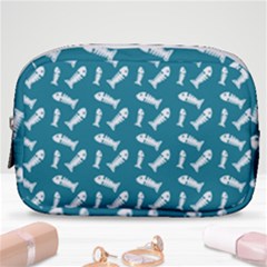 Fish Teal Blue Pattern Make Up Pouch (small) by snowwhitegirl