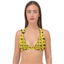 Bat Rose Lips Yellow Pattern Double Strap Halter Bikini Top View1
