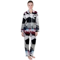 Soccer Ball With Great Britain Flag Satin Long Sleeve Pyjamas Set by Vaneshart