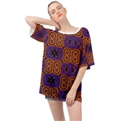Abstract Clutter Pattern Vintage Oversized Chiffon Top by Vaneshart
