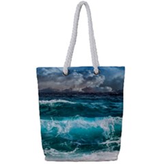 Waves 3975256 960 720 Full Print Rope Handle Tote (small) by vintage2030