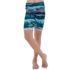 Waves 3975256 960 720 Kids  Lightweight Velour Cropped Yoga Leggings by vintage2030
