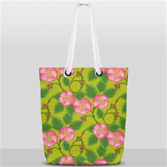 Roses Flowers Pattern Full Print Rope Handle Tote (small) by Vaneshart