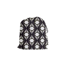 Abstract Seamless Pattern Graphic Black Drawstring Pouch (small) by Vaneshart