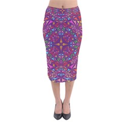 Kaleidoscope  Velvet Midi Pencil Skirt by Sobalvarro