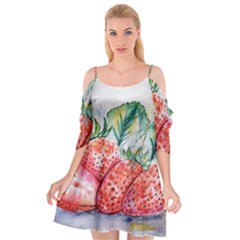 Strawberry Watercolor Figure Cutout Spaghetti Strap Chiffon Dress by Wegoenart