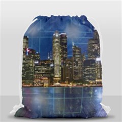 City Smart Modern Future Connect Drawstring Bag (small) by Wegoenart