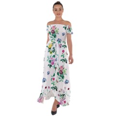 Leaves Off Shoulder Open Front Chiffon Dress by Sobalvarro