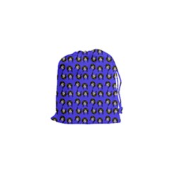 Retro Girl Daisy Chain Pattern Blue Drawstring Pouch (xs) by snowwhitegirl