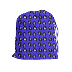 Retro Girl Daisy Chain Pattern Blue Drawstring Pouch (xl) by snowwhitegirl