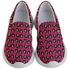 Retro Girl Daisy Chain Pattern Pink Kids  Lightweight Slip Ons by snowwhitegirl