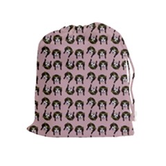 Retro Girl Daisy Chain Pattern Light Pink Drawstring Pouch (xl) by snowwhitegirl