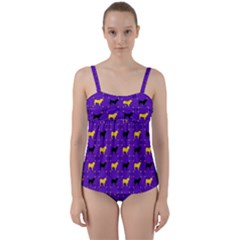 Elegant Pugs Twist Front Tankini Set by ElegantGP