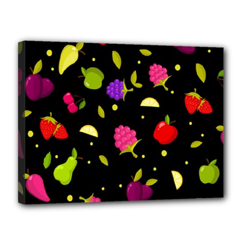 Vector Seamless Summer Fruits Pattern Colorful Cartoon Background Canvas 16  X 12  (stretched) by Vaneshart
