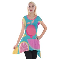 Seamless Pattern With Fruit Vector Illustrations Gift Wrap Design Short Sleeve Side Drop Tunic by Vaneshart