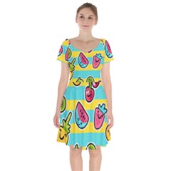 Summer Fruits Patterns Short Sleeve Bardot Dress by Vaneshart