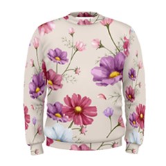 Vector Hand Drawn Cosmos Flower Pattern Men s Sweatshirt by Sobalvarro