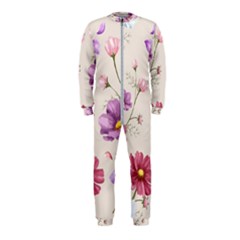 Vector Hand Drawn Cosmos Flower Pattern Onepiece Jumpsuit (kids) by Sobalvarro