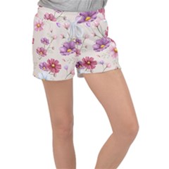 Vector Hand Drawn Cosmos Flower Pattern Women s Velour Lounge Shorts by Sobalvarro