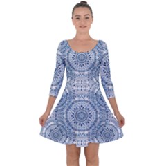 Boho Pattern Style Graphic Vector Quarter Sleeve Skater Dress by Sobalvarro