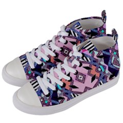 Marble Texture Print Fashion Style Patternbank Vasare Nar Abstract Trend Style Geometric Women s Mid-top Canvas Sneakers by Sobalvarro