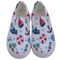 Seamless Pattern Nautical Icons Cartoon Style Kids  Canvas Slip Ons View1
