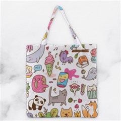 Set Kawaii Doodles Grocery Tote Bag by Vaneshart