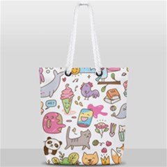 Set Kawaii Doodles Full Print Rope Handle Tote (small) by Vaneshart