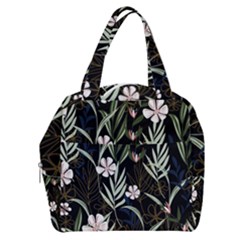 Trending Abstract Seamless Pattern With Colorful Tropical Leaves Plants Black Background Boxy Hand Bag by Vaneshart