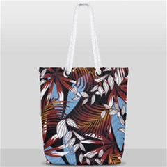 Trending Abstract Seamless Pattern With Colorful Tropical Leaves Plants Black Full Print Rope Handle Tote (small) by Vaneshart