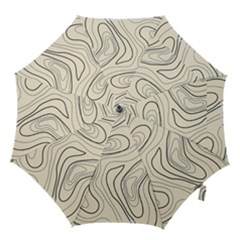 Topographic Lines Background Salmon Colour Shades Hook Handle Umbrellas (large) by Vaneshart