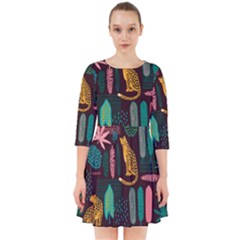 Vector Seamless Pattern With Leopards Smock Dress by Vaneshart