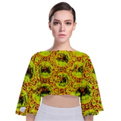 Cut Glass Beads Tie Back Butterfly Sleeve Chiffon Top by essentialimage