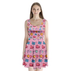Candy Pattern Split Back Mini Dress  by Sobalvarro