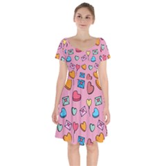 Candy Pattern Short Sleeve Bardot Dress by Sobalvarro