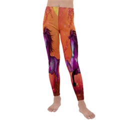 Wonderful Fantasy Horse In A Autumn Landscape Kids  Lightweight Velour Leggings by FantasyWorld7
