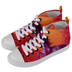 Wonderful Fantasy Horse In A Autumn Landscape Women s Mid-top Canvas Sneakers by FantasyWorld7
