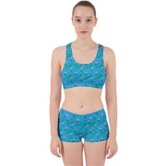 Carnation Pattern Blue Work It Out Gym Set by snowwhitegirl