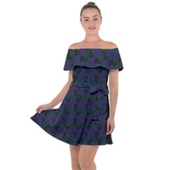 Black Rose Blue Off Shoulder Velour Dress by snowwhitegirl