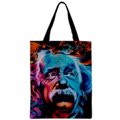 Albert Einstein Retro Wall Graffiti Blue Pink Orange Modern Urban Art Grunge Zipper Classic Tote Bag by genx