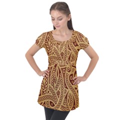 Fine Pattern Puff Sleeve Tunic Top by Sobalvarro