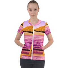 Pop Art Beach Umbrella  Short Sleeve Zip Up Jacket by essentialimage